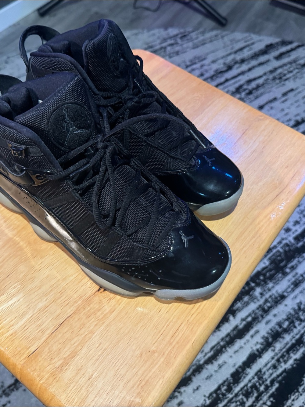 Jordan Men’s Black and Gray High-Top Basketball Sneakers
